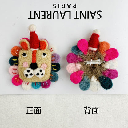 Handmade Felt Lion Brooch – Cute Cartoon Pin
