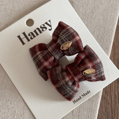 Red plaid bow star children's hair clip