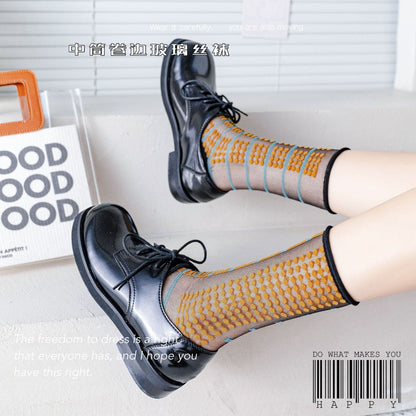 Sheer Crystal Crew Socks – Japanese Style Asymmetrical Socks