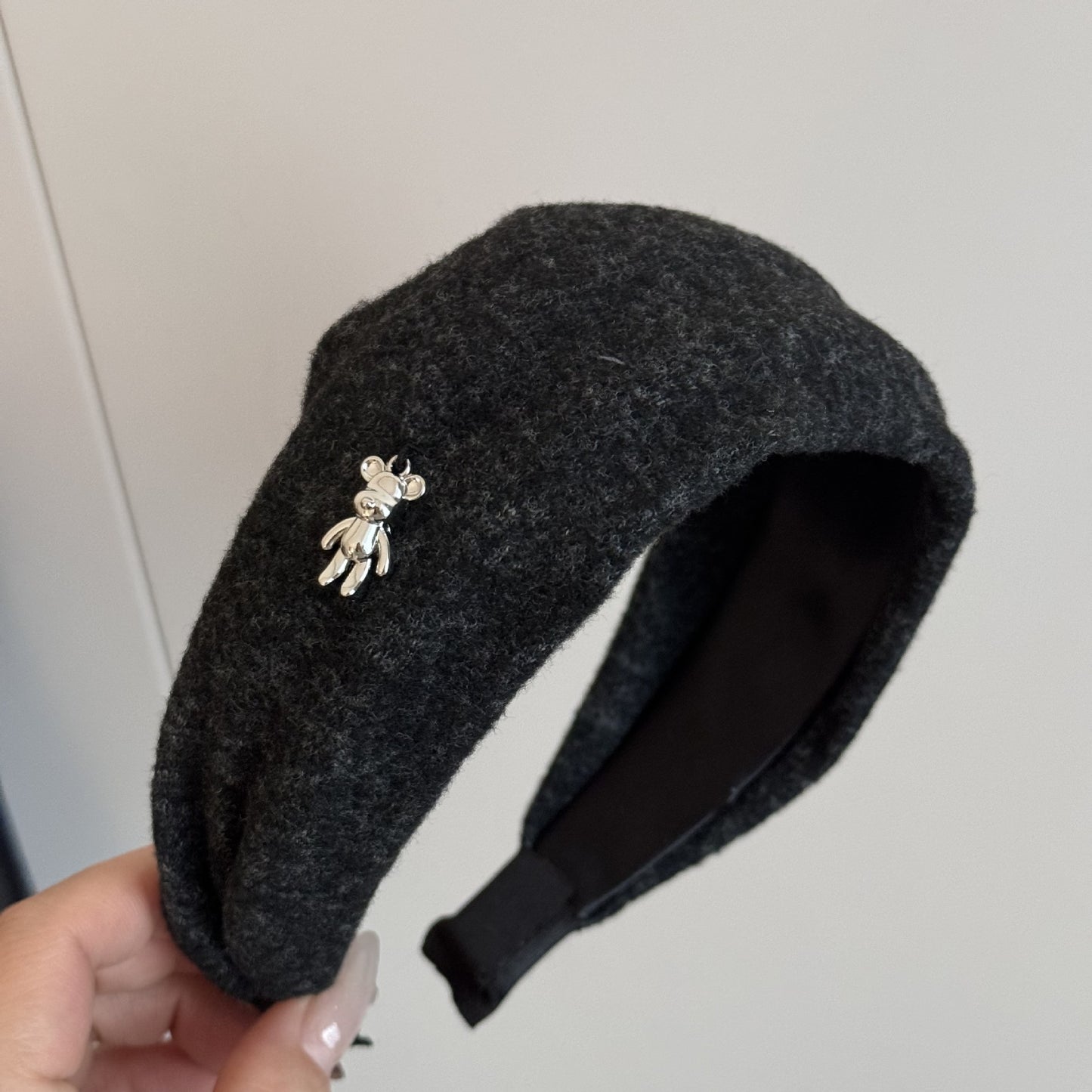 Plush Teddy Bear Wide Hairband – Soft Fall/Winter Design for a Fuller Crown