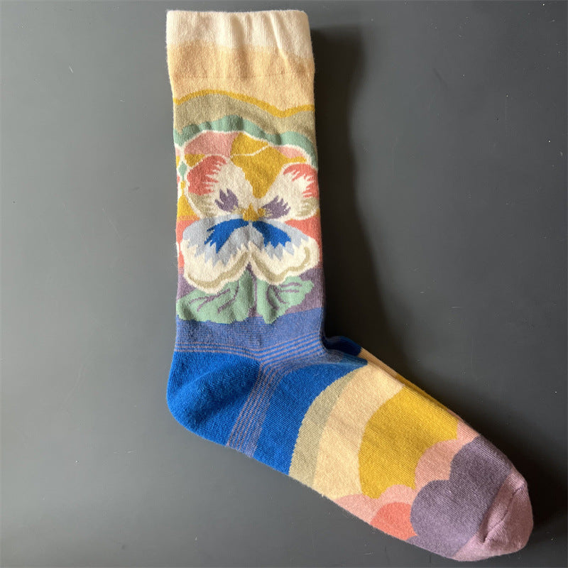 Art Pattern Crew Socks – Vintage Oil Painting Style Socks