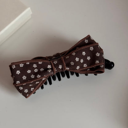 Floral & Polka-Dot Bow Triangle Hair Claw