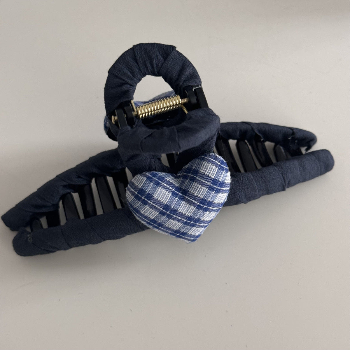 Blue-Grey Lace Plaid Hair Accessory – Clip & Scrunchie