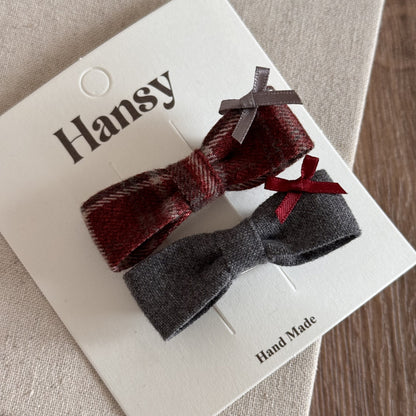 Red plaid bow star children's hair clip