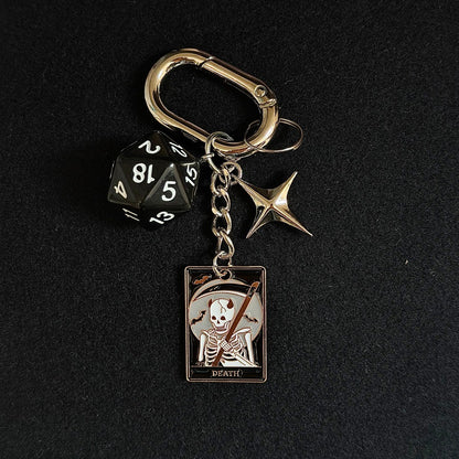 Tarot Dice Star Keychain – Vintage Gothic Bag Charm
