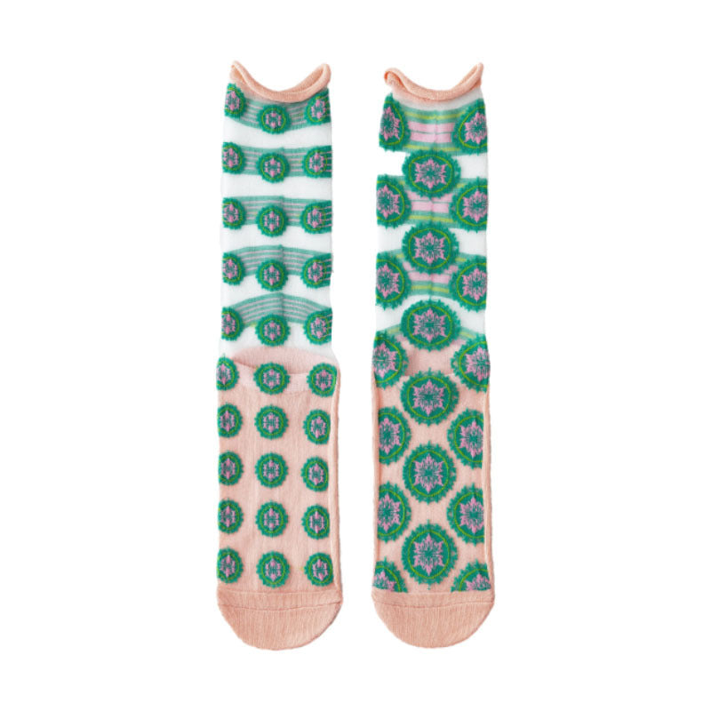 Sheer Crystal Crew Socks – Japanese Style Asymmetrical Socks