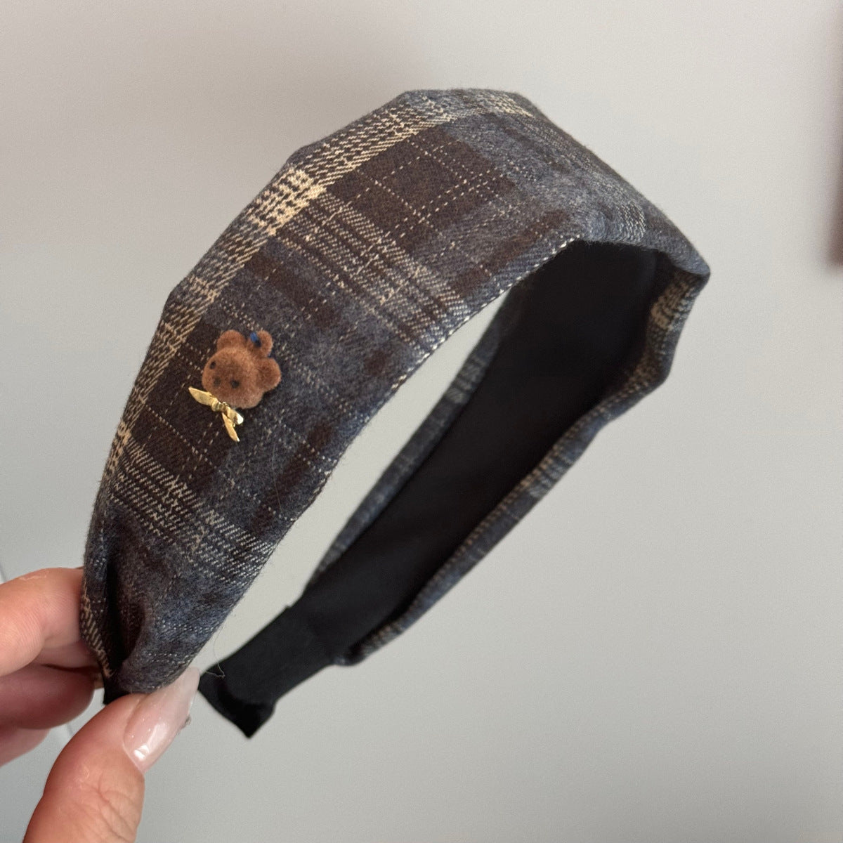 Vintage Plaid Teddy Bear Bow Banana Clip