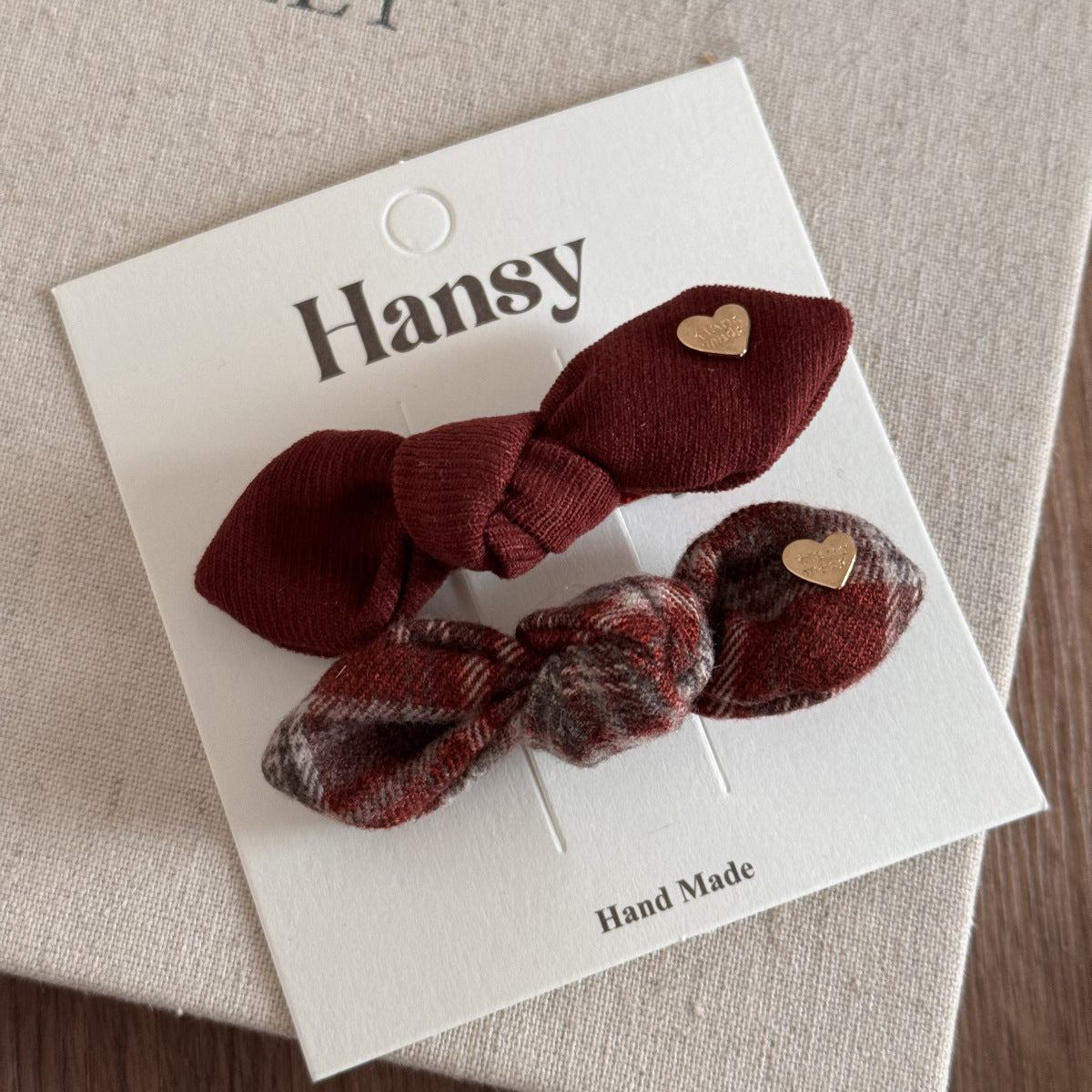 Red plaid bow star children's hair clip