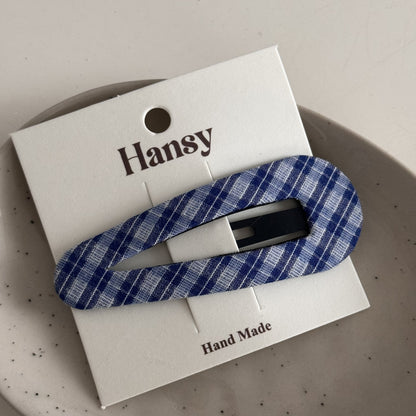 Blue-Grey Lace Plaid Hair Accessory – Clip & Scrunchie