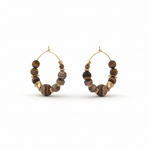 Terra Nomad • Tiger's Eye Sandalwood Earrings