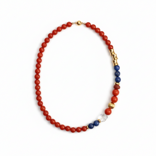 Crimson Flow • Red Agate Bamboo Magnetic Necklace