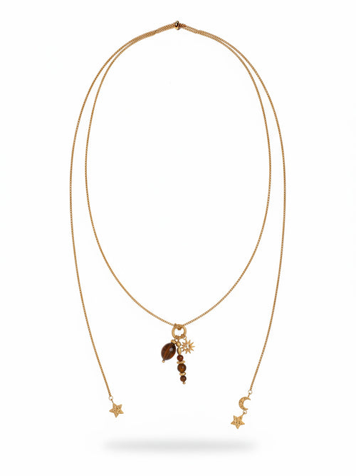 Celestial Chase • Sun & Moon & Star Adjustable Necklace