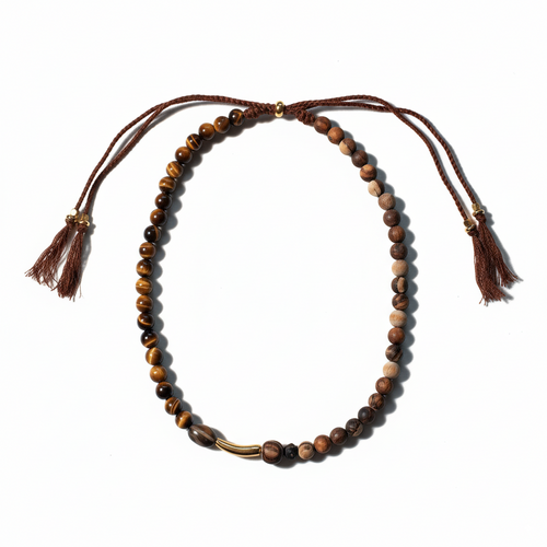 Terra Nomad • Tiger's Eye Dzi Bead Agate Pull-Out Necklace