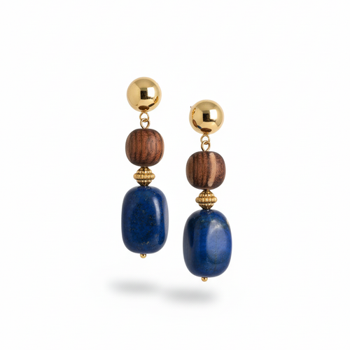 Clear Sky Whisper • Lapis Lazuli Sandalwood Earrings