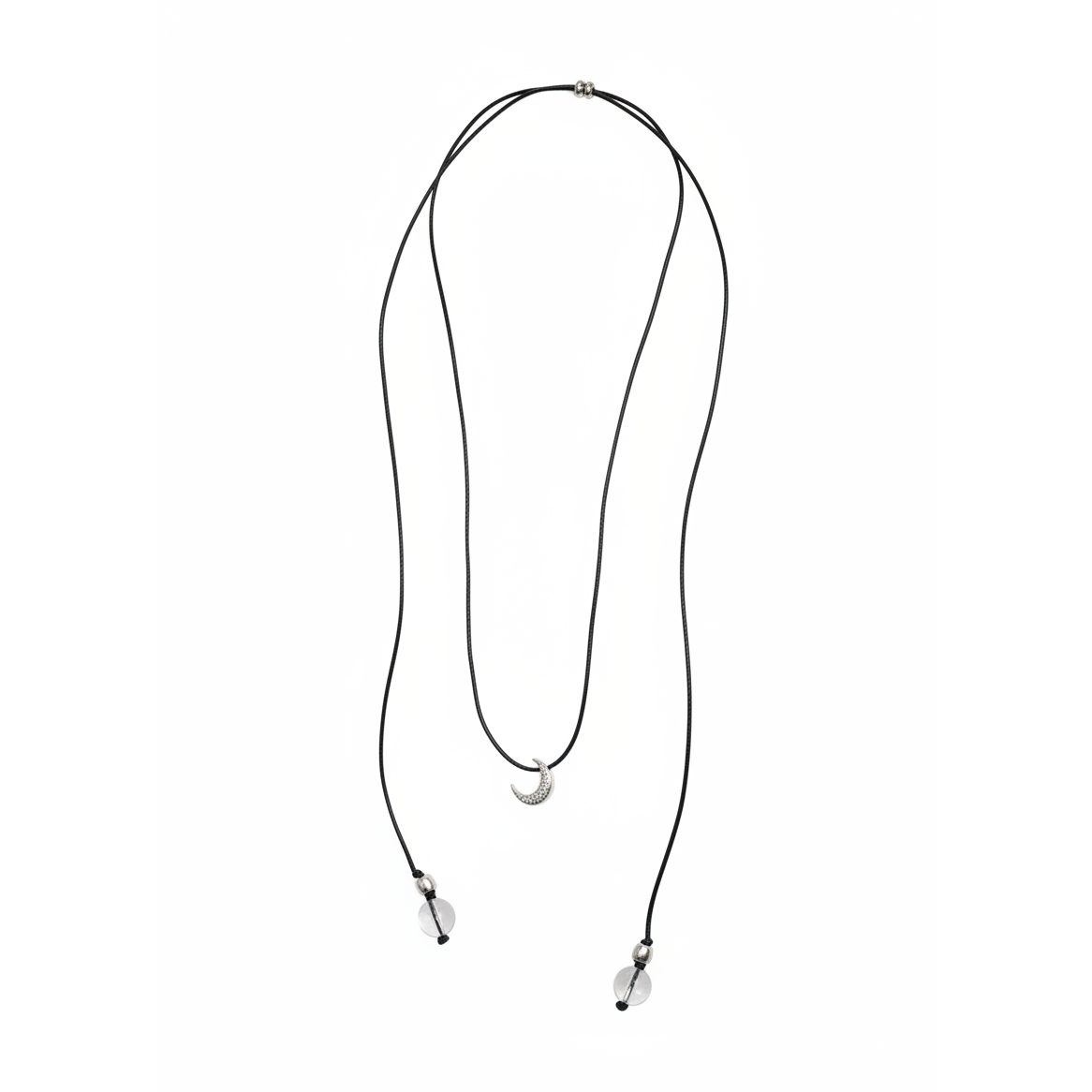 Silver texture moon pull-out long necklace