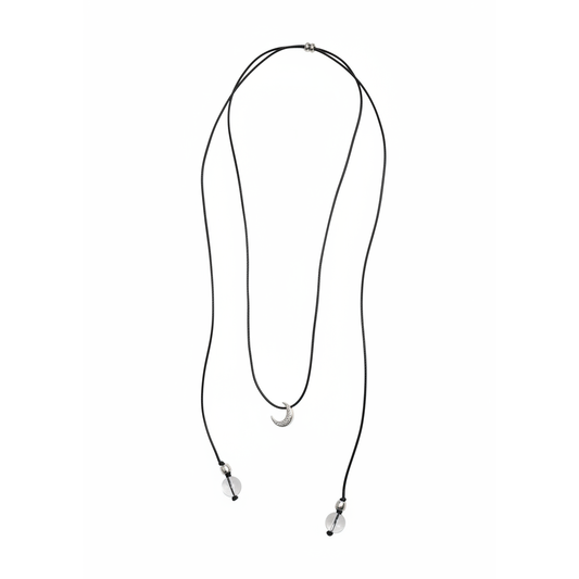 Silver texture moon pull-out long necklace