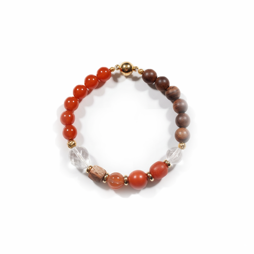 Crimson Flow • Red Agate Agarwood Magnetic Bracelet