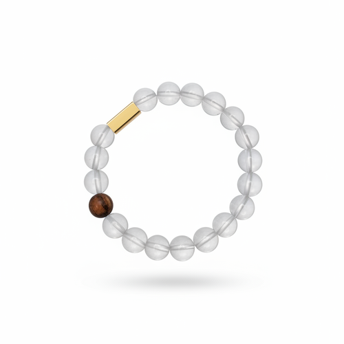 Pure Isle • White Crystal Sandalwood Stretch Bracelet