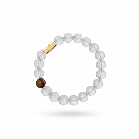 White crystal tribute wood elastic bracelet