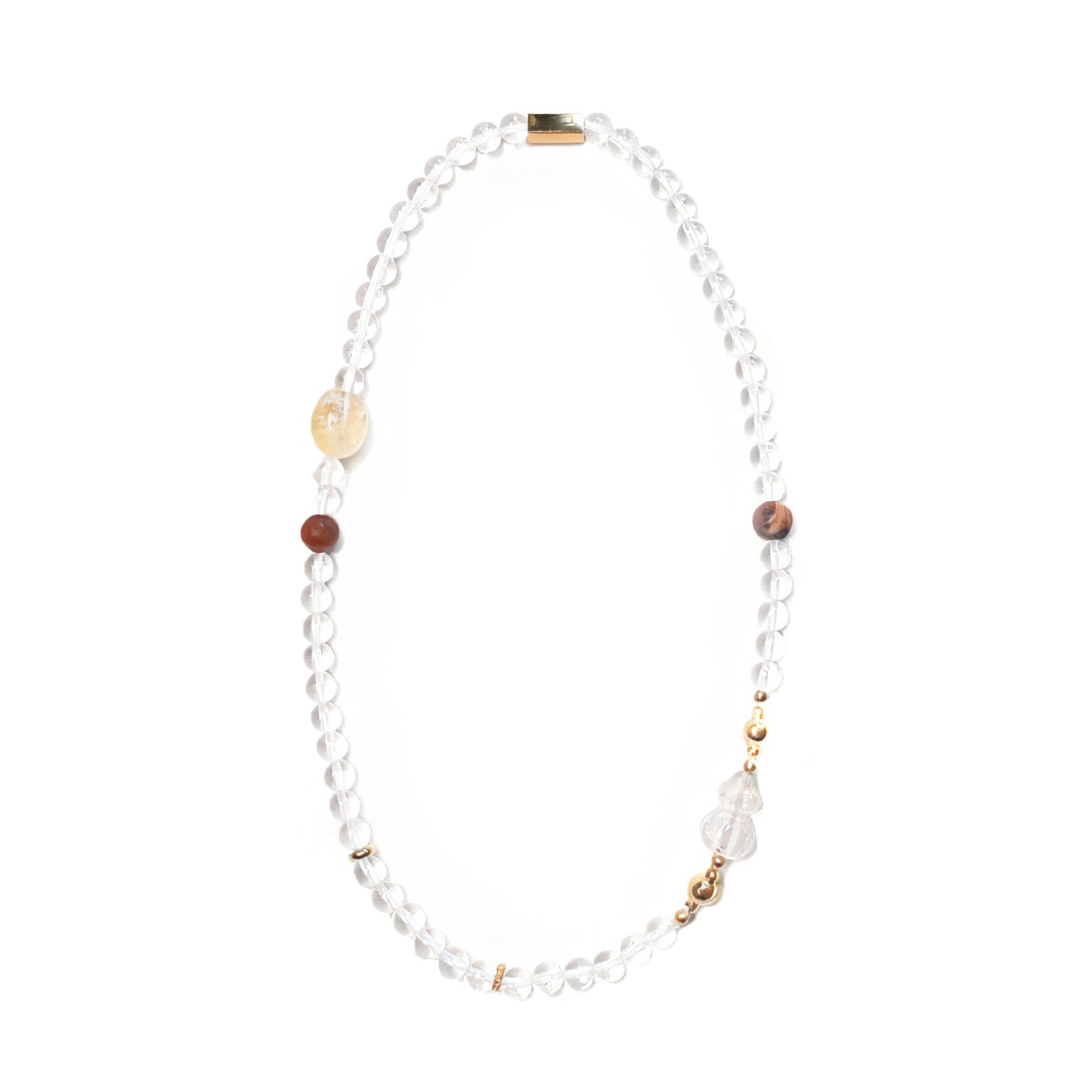 White crystal yellow tower crystal shaped magnetic necklace with gourd component