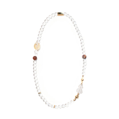 Pure Isle • White Crystal Magnetic Cecklace With Irregular Yellow Topaz Beads