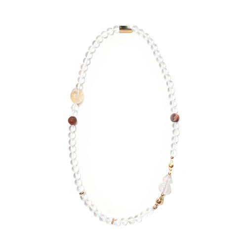 Pure Isle • White Crystal Magnetic Cecklace With Irregular Yellow Topaz Beads