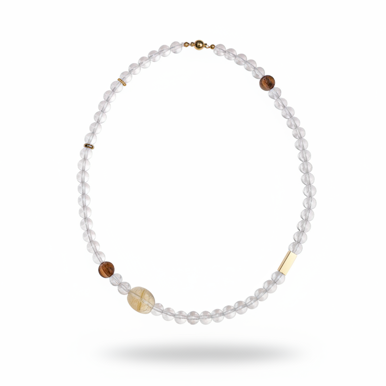 White crystal yellow tower crystal shaped magnetic necklace with gourd component