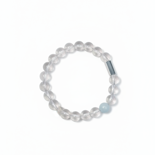 Pure Isle • White Crystal Aquamarine Stretch Bracelet