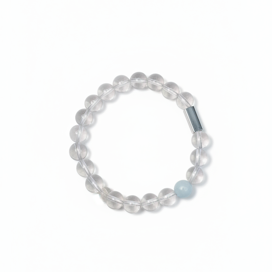 White crystal aquamarine stretch bracelet