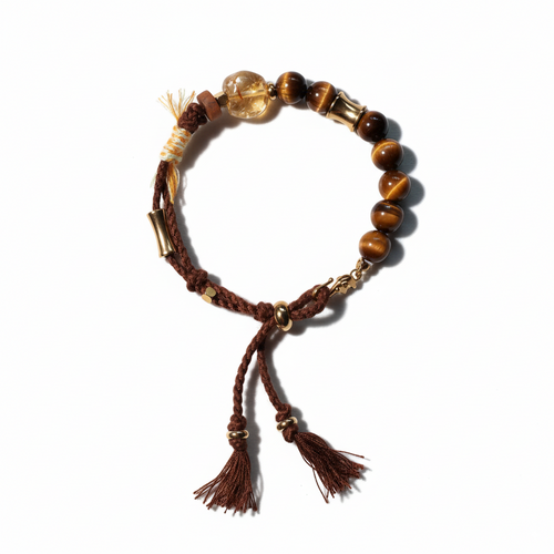 Terra Nomad • Tiger's Eye Pullout Bracelet With Yellow Topaz Beads