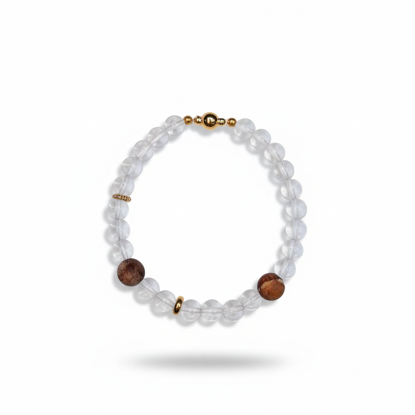 White crystal tribute wood magnetic necklace & magnetic bracelet