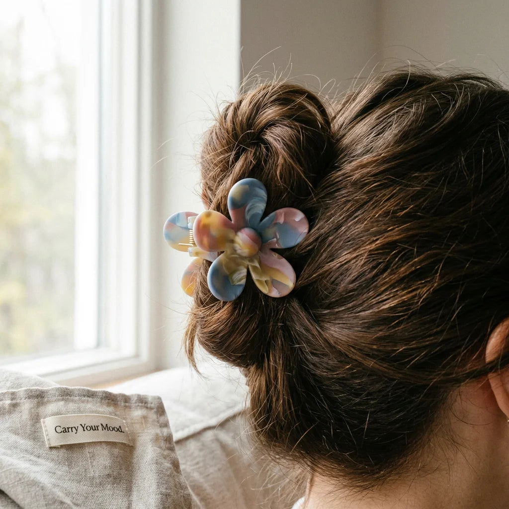 Cellulose Acetate Flower Hair Claw – Minimalist Daily Mood