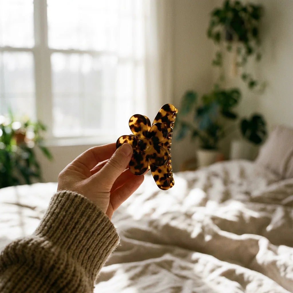 Cellulose Acetate Flower Hair Claw – Minimalist Daily Mood