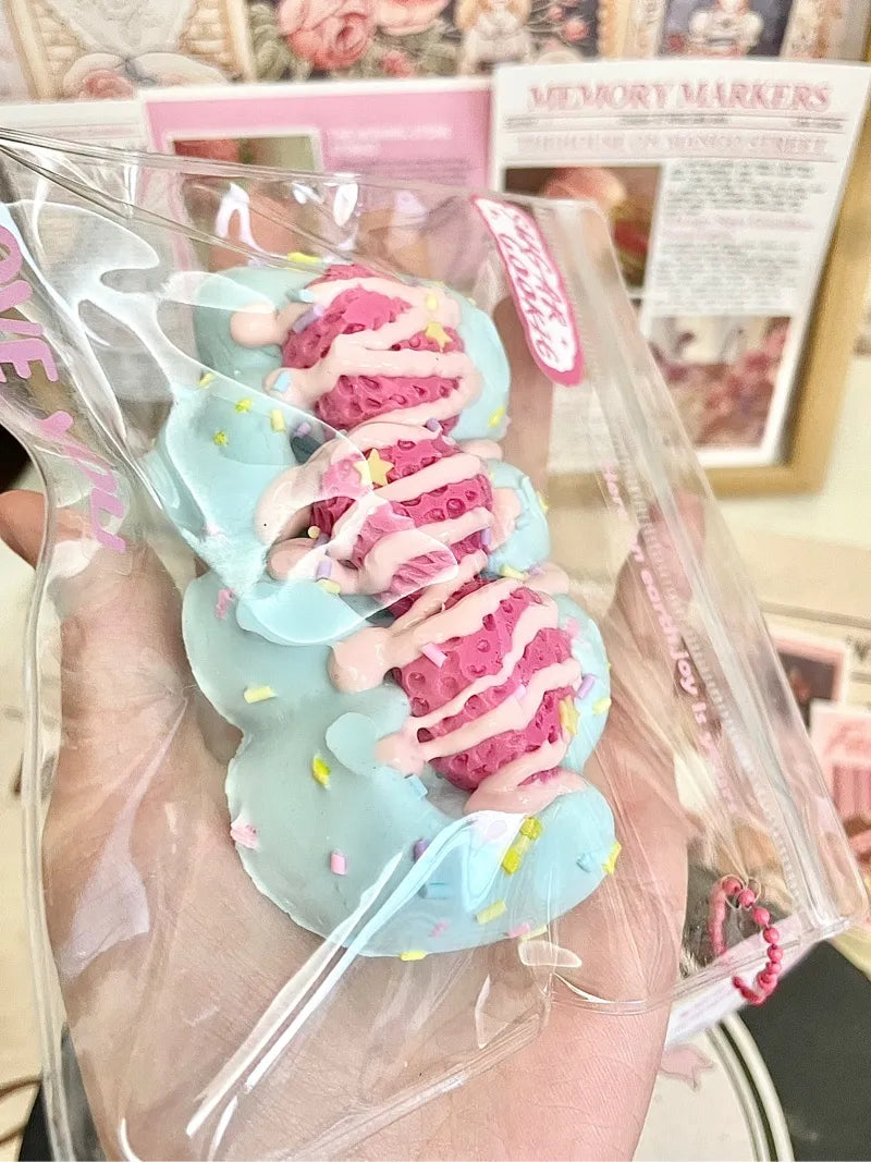 Blue Strawberry Whipped Cream Squishy – Slow Rising Stress Relief Toy