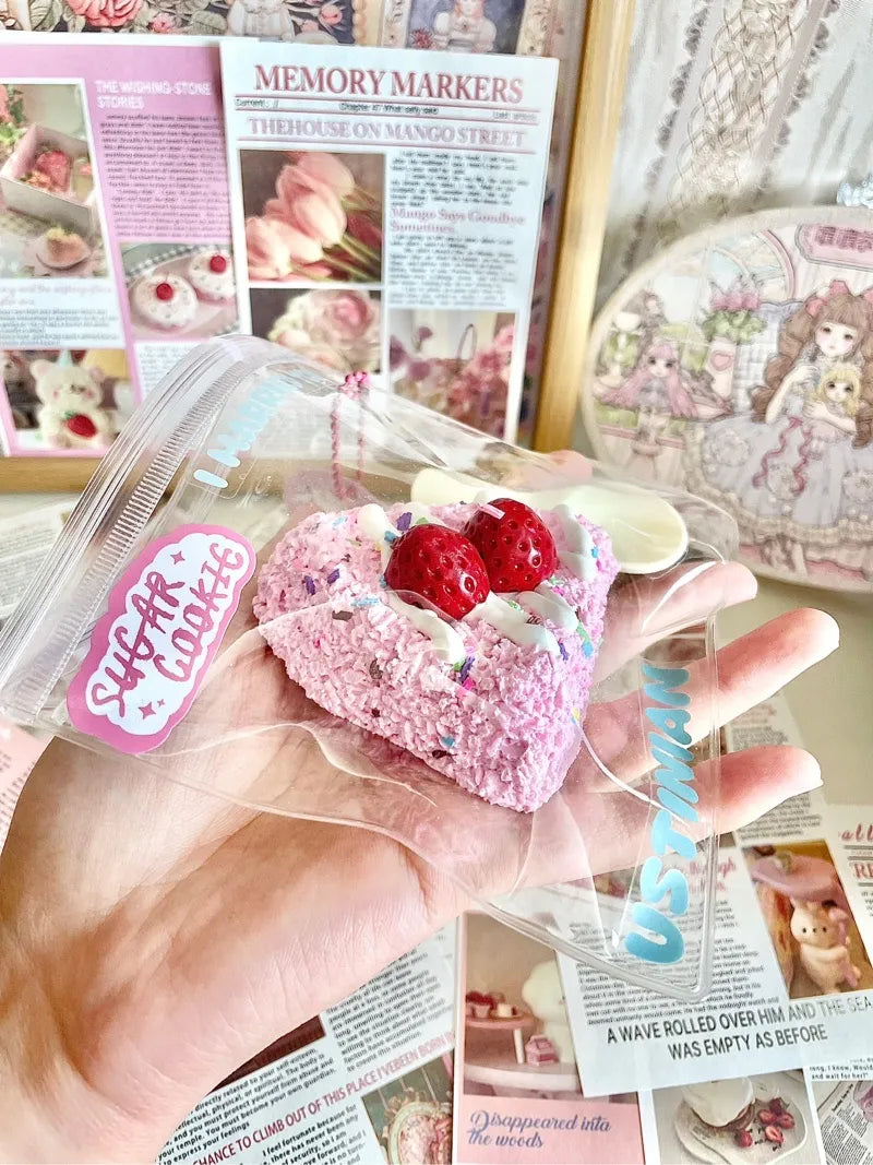 Pink Strawberry Onigiri Squishy – Silicone Stress Relief Toy