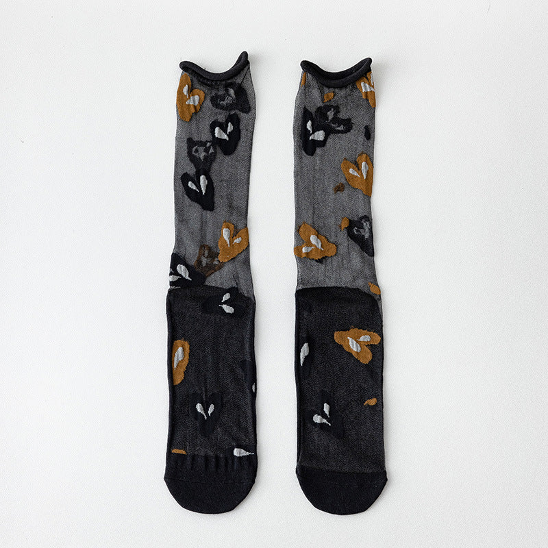 Sheer Crystal Crew Socks – Japanese Style Asymmetrical Socks