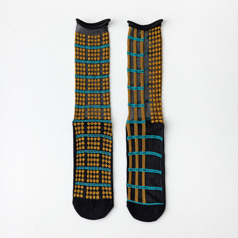 Sheer Crystal Crew Socks – Japanese Style Asymmetrical Socks