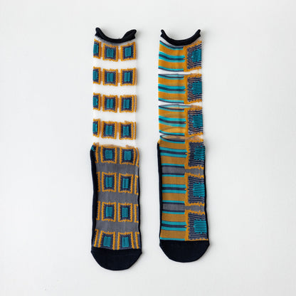 Sheer Crystal Crew Socks – Japanese Style Asymmetrical Socks