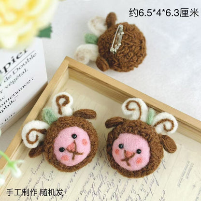Handmade Animal Felt Brooch – Cute Cat & Bear Pin