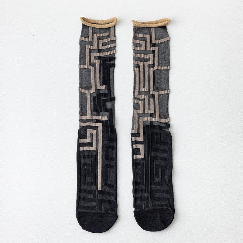 Sheer Crystal Crew Socks – Japanese Style Asymmetrical Socks