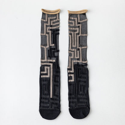Sheer Crystal Crew Socks – Japanese Style Asymmetrical Socks