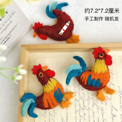 Handmade Animal Felt Brooch – Cute Cat & Bear Pin