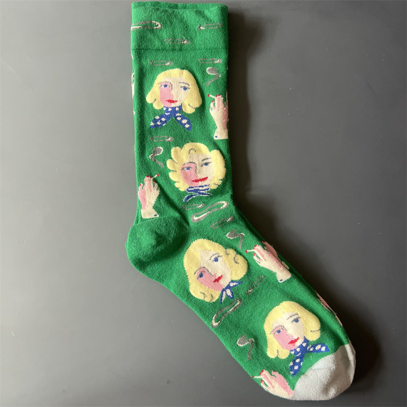 Art Pattern Crew Socks – Vintage Oil Painting Style Socks