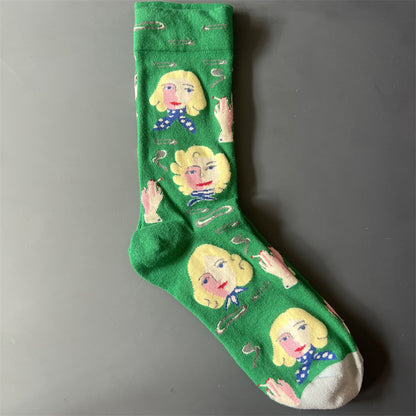 Art Pattern Crew Socks – Vintage Oil Painting Style Socks