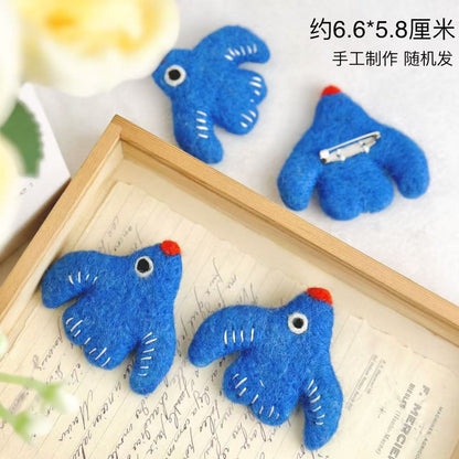 Handmade Animal Felt Brooch – Cute Cat & Bear Pin