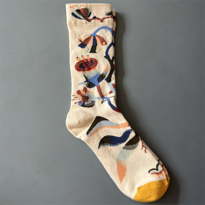 Art Pattern Crew Socks – Vintage Oil Painting Style Socks