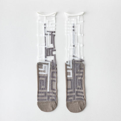 Sheer Crystal Crew Socks – Japanese Style Asymmetrical Socks