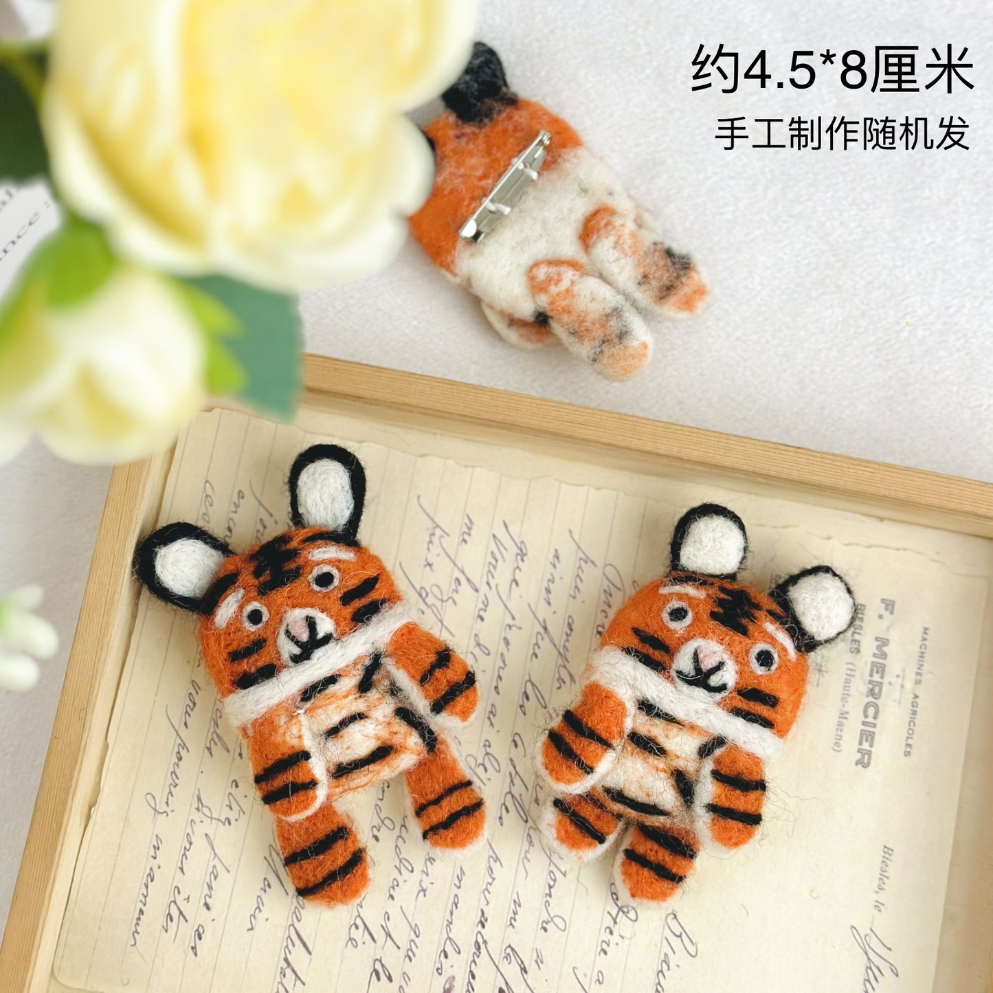 Handmade Animal Felt Brooch – Cute Cat & Bear Pin
