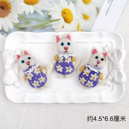 Handmade Animal Felt Brooch – Cute Cat & Bear Pin