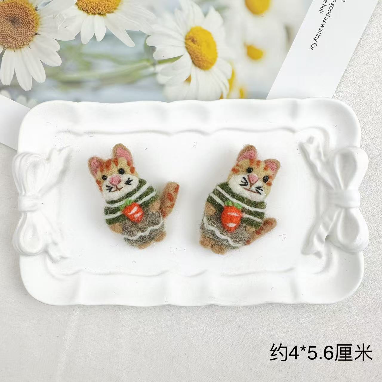 Handmade Animal Felt Brooch – Cute Cat & Bear Pin